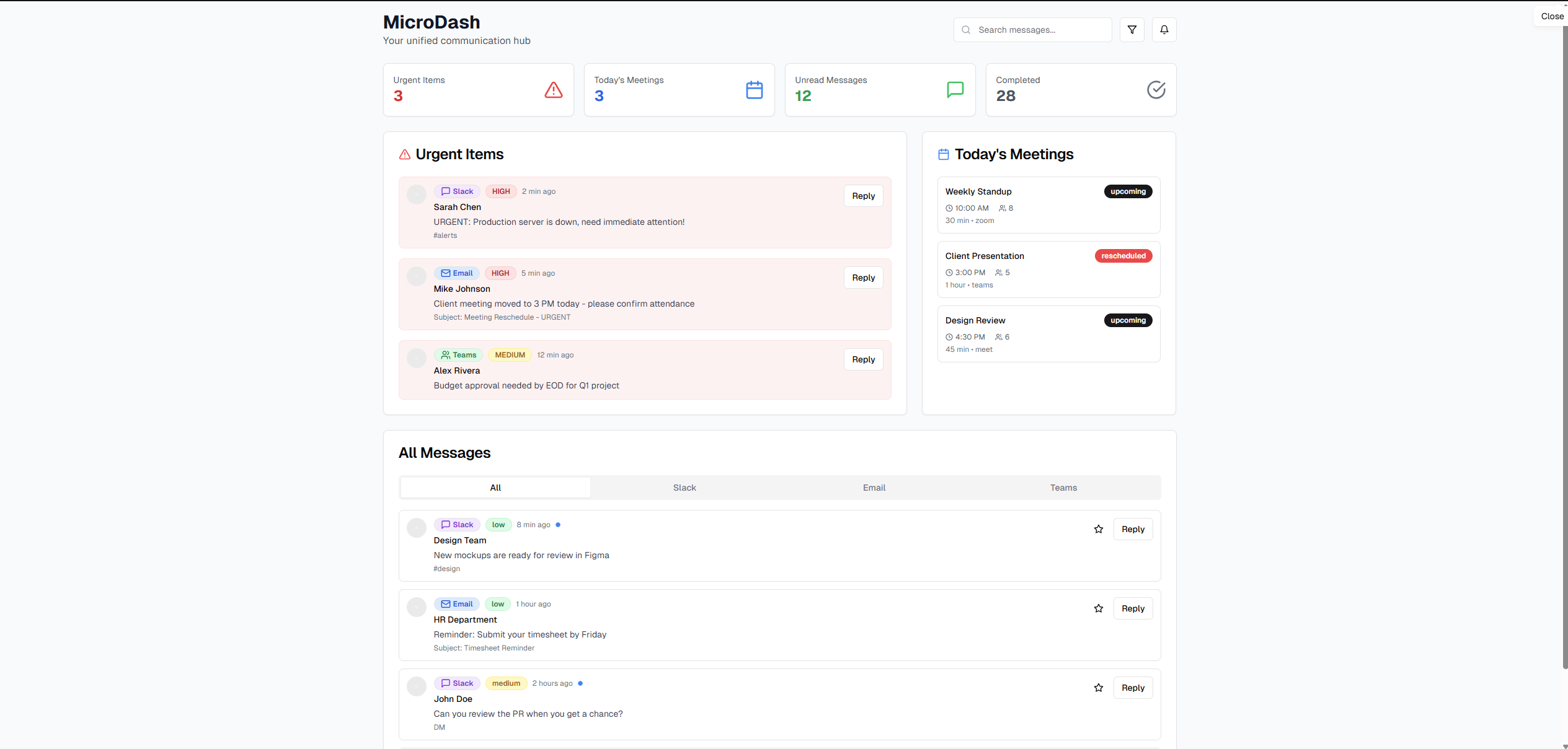 MicroDash Dashboard
